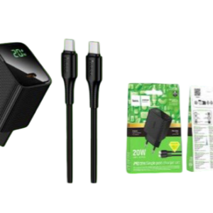 CS82A ראש מטען PD 20W עם תצוגה דיגיטלית + כבל (Type-C ל-IP)